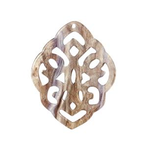 Resin barok ruit hanger druppel Suger almond taupe 42x30mm-Kraaltjes van Renate