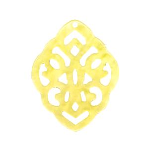 Resin barok ruit hanger druppel Sunshine yellow 42x30mm-Kraaltjes van Renate