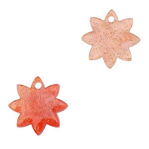 Resin bloem coral/glitter 12mm-bedels-Kraaltjes van Renate