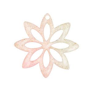 Resin bloem lichtroze/glitter 30mm-bedels-Kraaltjes van Renate