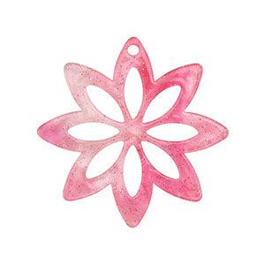 Resin bloem roze/glitter 30mm-bedels-Kraaltjes van Renate