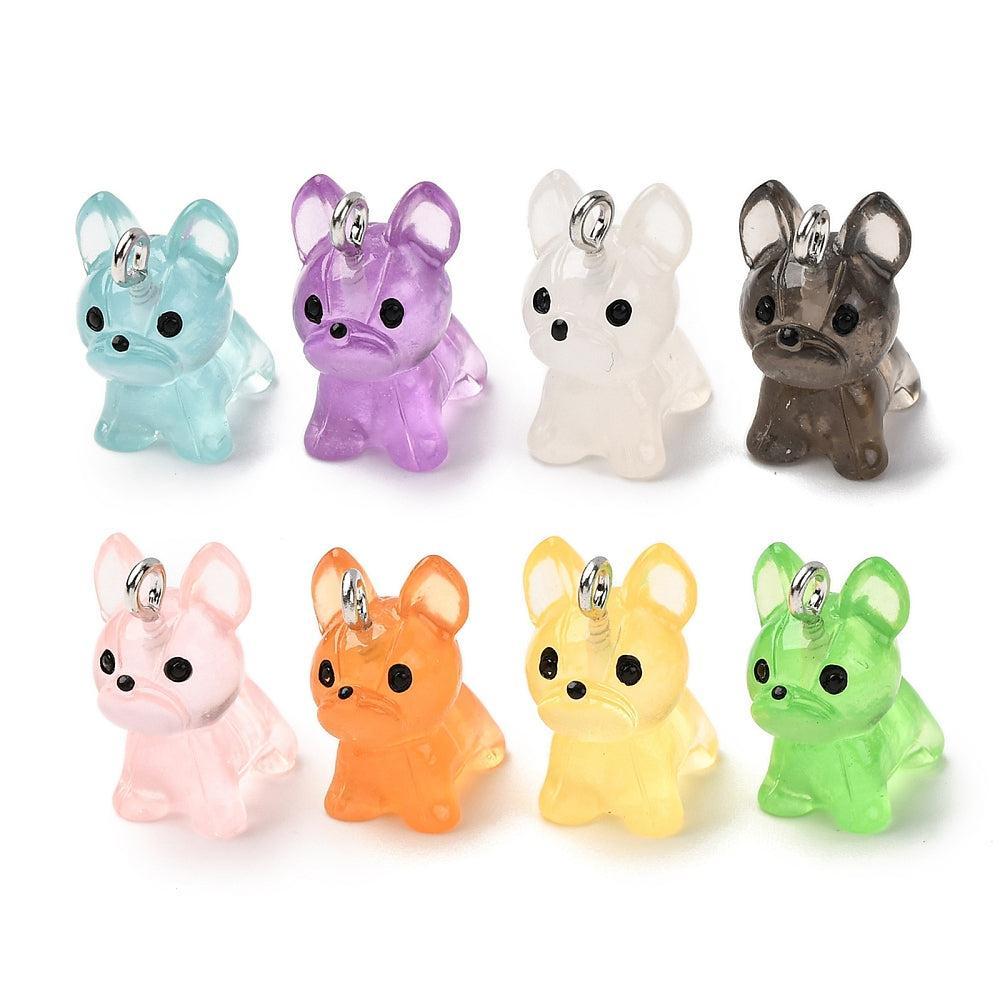 Resin bulldog gekleurd Hanger zilver - per stuk-bedels-Kraaltjes van Renate