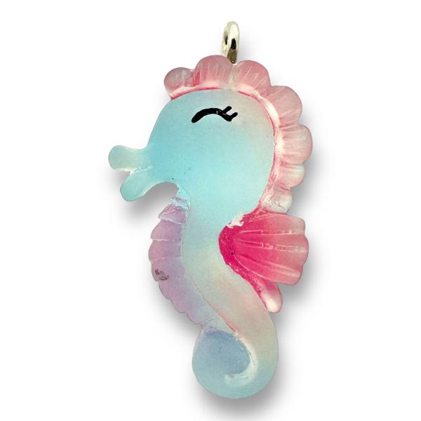 Resin hanger Blue Sea horse - 34x17mm-bedels-Kraaltjes van Renate