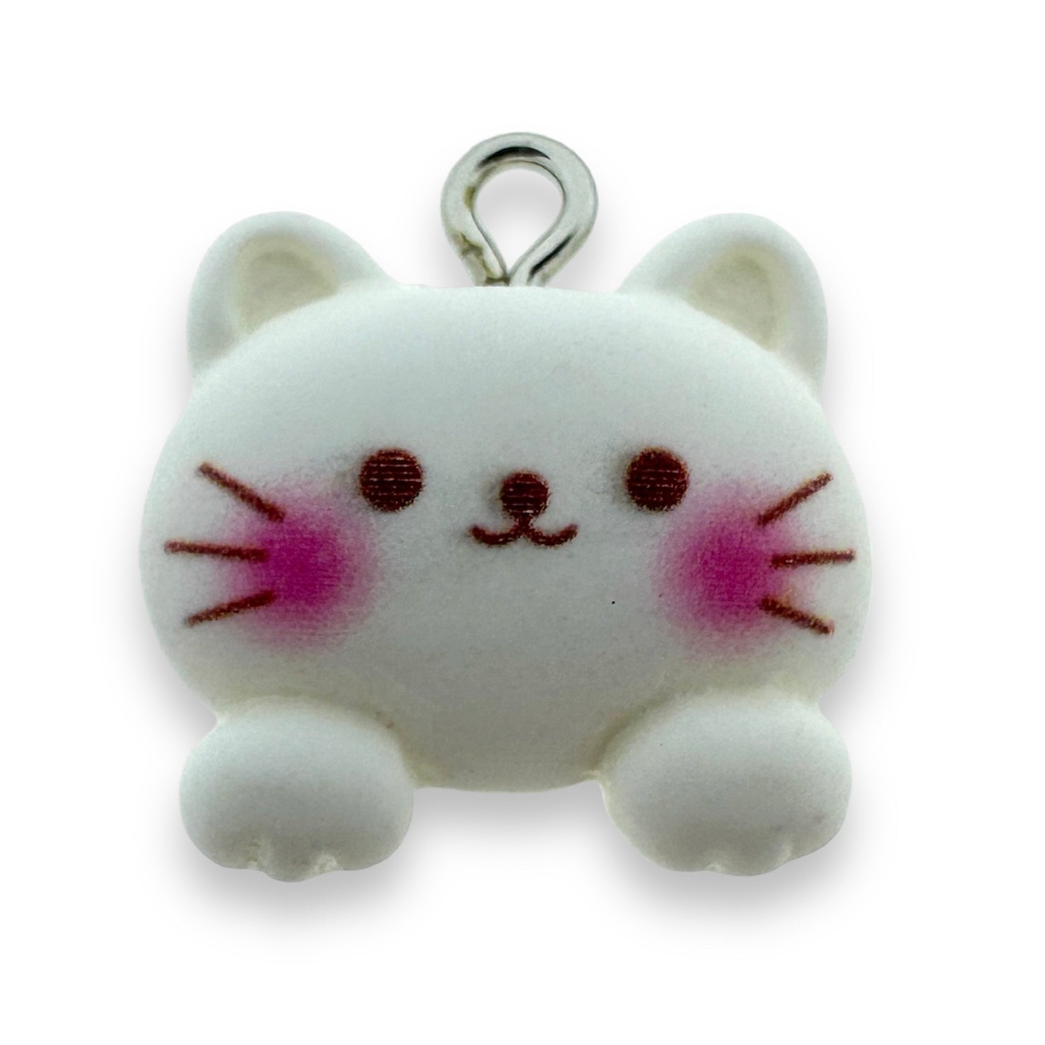 Resin hanger Cat white 20x21mm - per stuk-bedels-Kraaltjes van Renate
