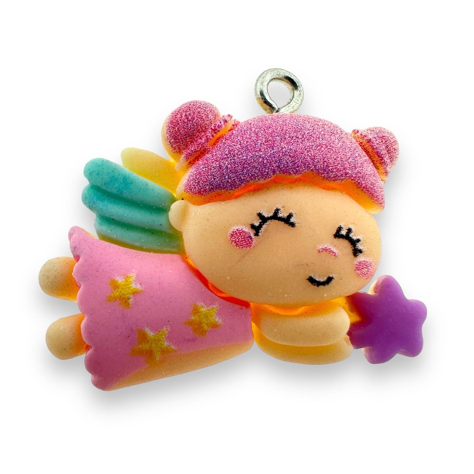 Resin hanger Fee multicolor 24x30mm - per stuk-bedels-Kraaltjes van Renate