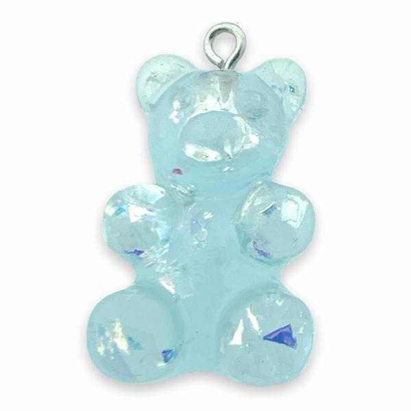Resin hanger Gummy bear blauw-zilver 32x19mm-Kraaltjes van Renate