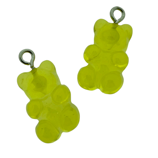 Resin hanger Gummy bear geel 21x11mm - 2 stuks-Kralen-Kraaltjes van Renate