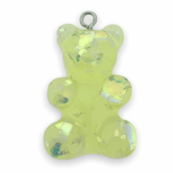 Resin hanger Gummy bear geel-zilver 32x19mm-Kraaltjes van Renate
