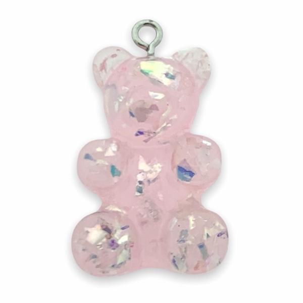 Resin hanger Gummy bear lichtroze-zilver 32x19mm-Kraaltjes van Renate