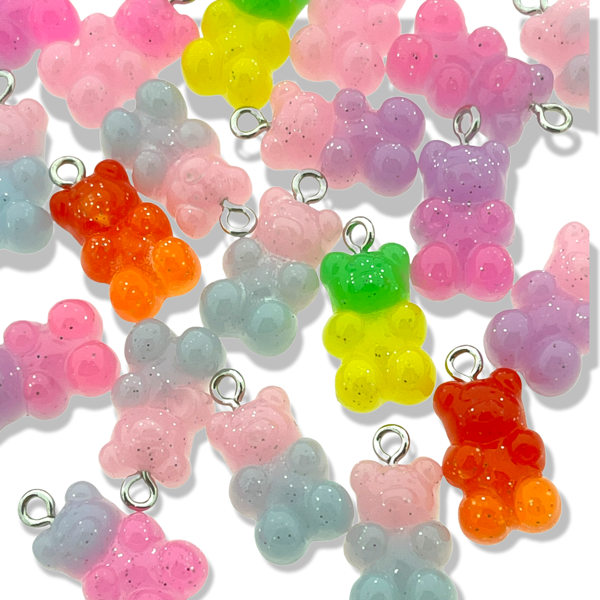Resin hanger Gummy bear multicolor-zilver 21x11mm - 5 stuks-Kralen-Kraaltjes van Renate