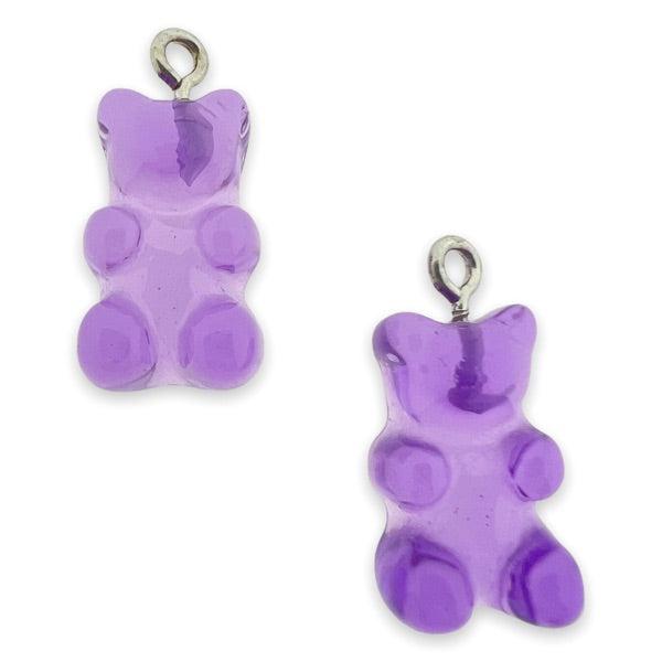 Resin hanger Gummy bear paars 21x11mm - 2 stuks-Kralen-Kraaltjes van Renate