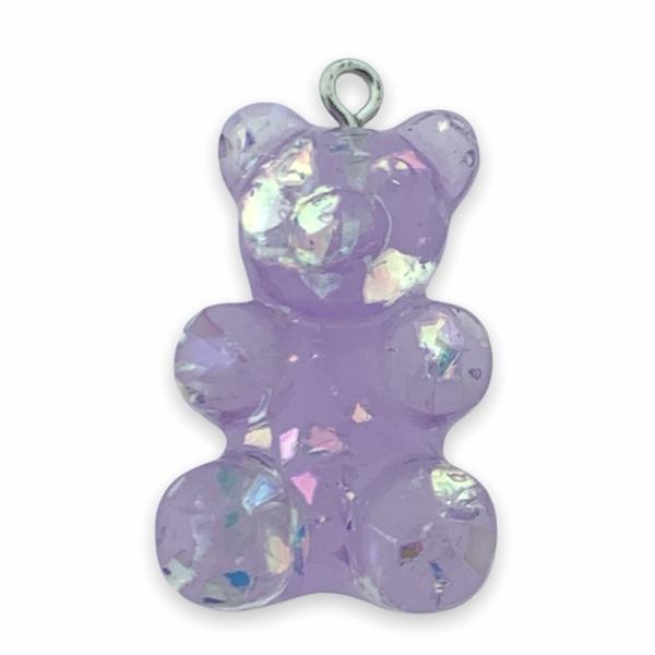 Resin hanger Gummy bear paars-zilver 32x19mm-Kraaltjes van Renate
