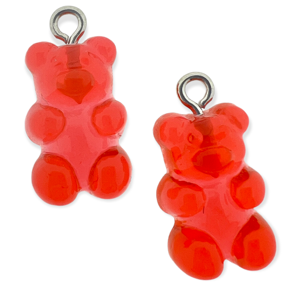 Resin hanger Gummy bear rood 21x11mm - 2 stuks-Kralen-Kraaltjes van Renate
