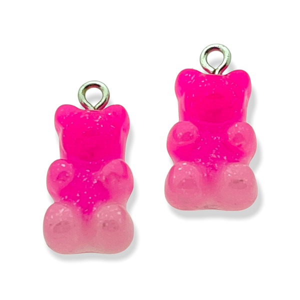 Resin hanger Gummy bear roze 21x11mm - 2 stuks-Kralen-Kraaltjes van Renate