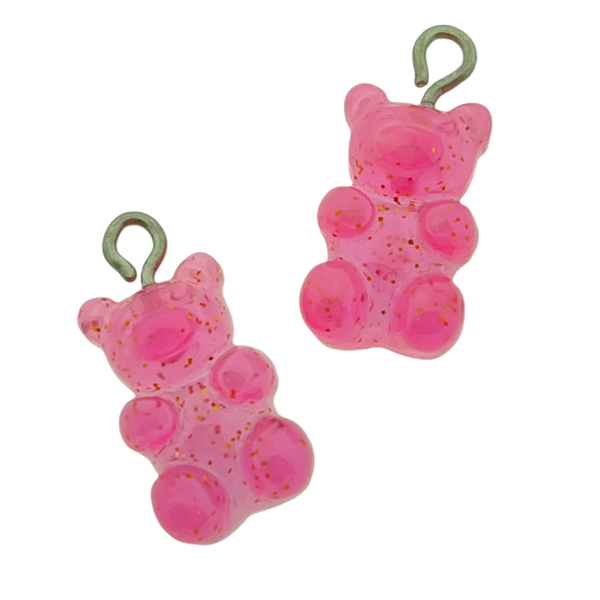 Resin hanger Gummy bear roze 21x11mm - 2 stuks-Kralen-Kraaltjes van Renate