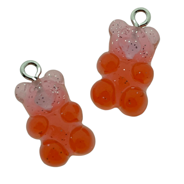 Resin hanger Gummy bear roze-rood 21x11mm - 2 stuks-Kralen-Kraaltjes van Renate