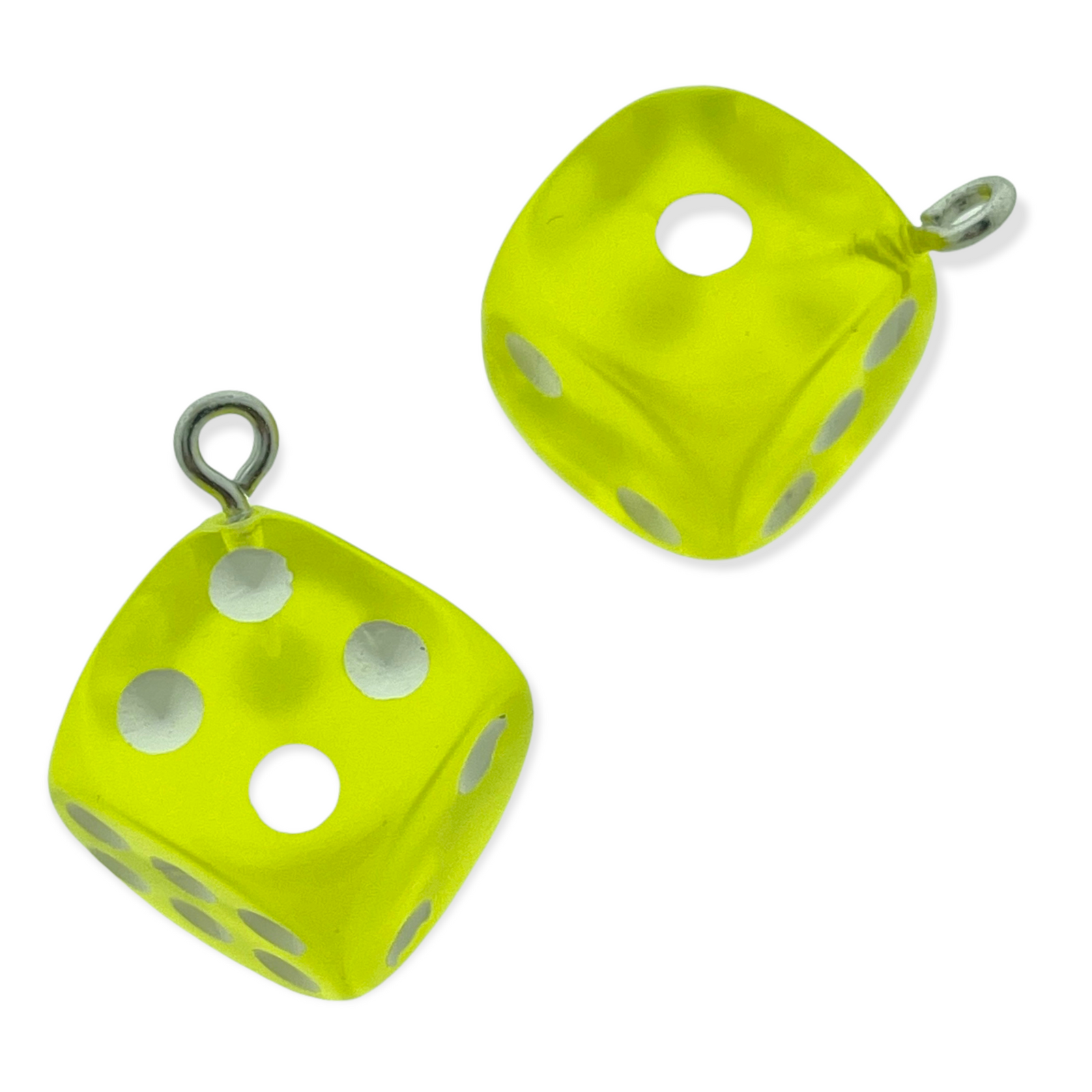 Resin hanger Lucky Dice Geel 23x19mm-bedels-Kraaltjes van Renate