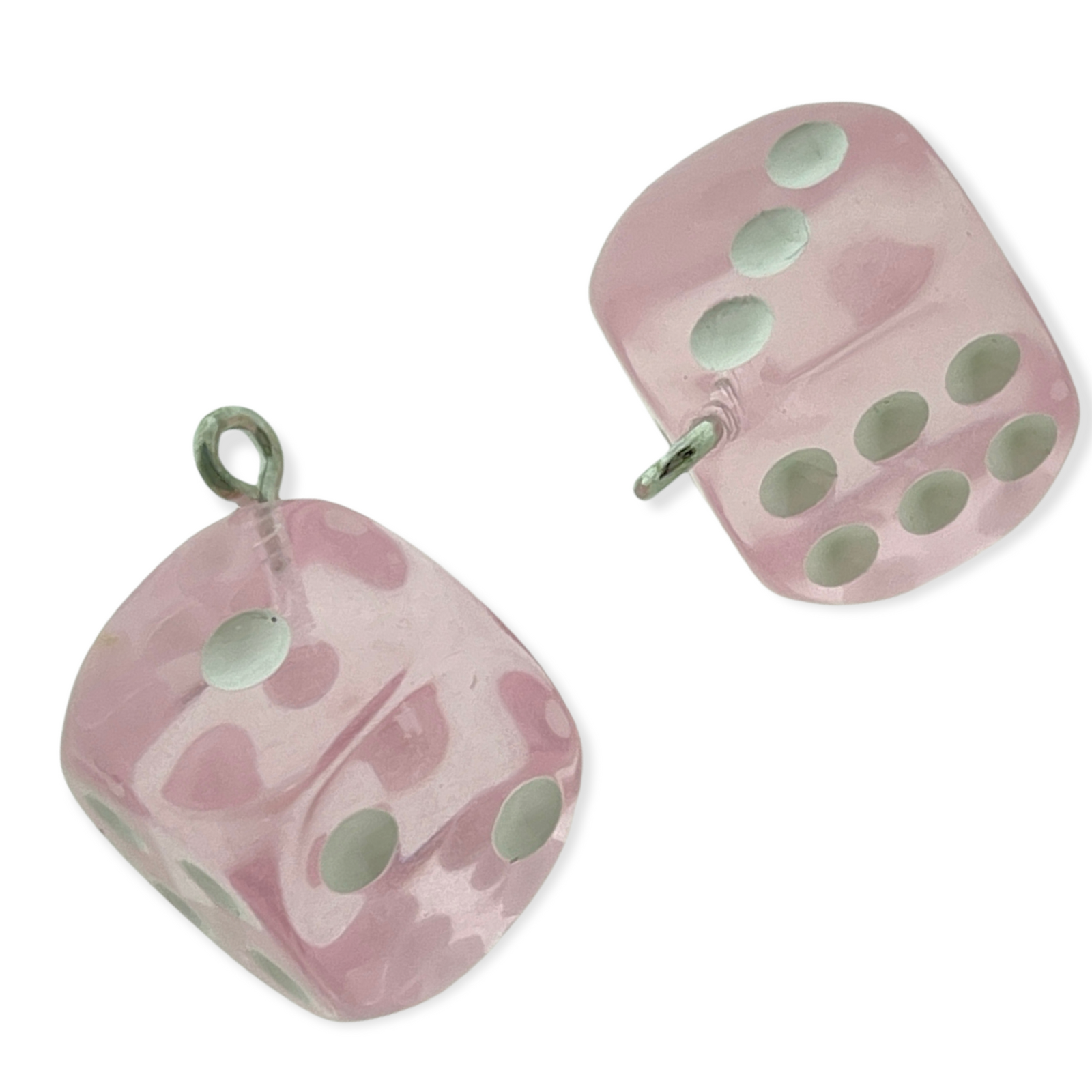 Resin hanger Lucky Dice Licht roze 23x19mm-bedels-Kraaltjes van Renate