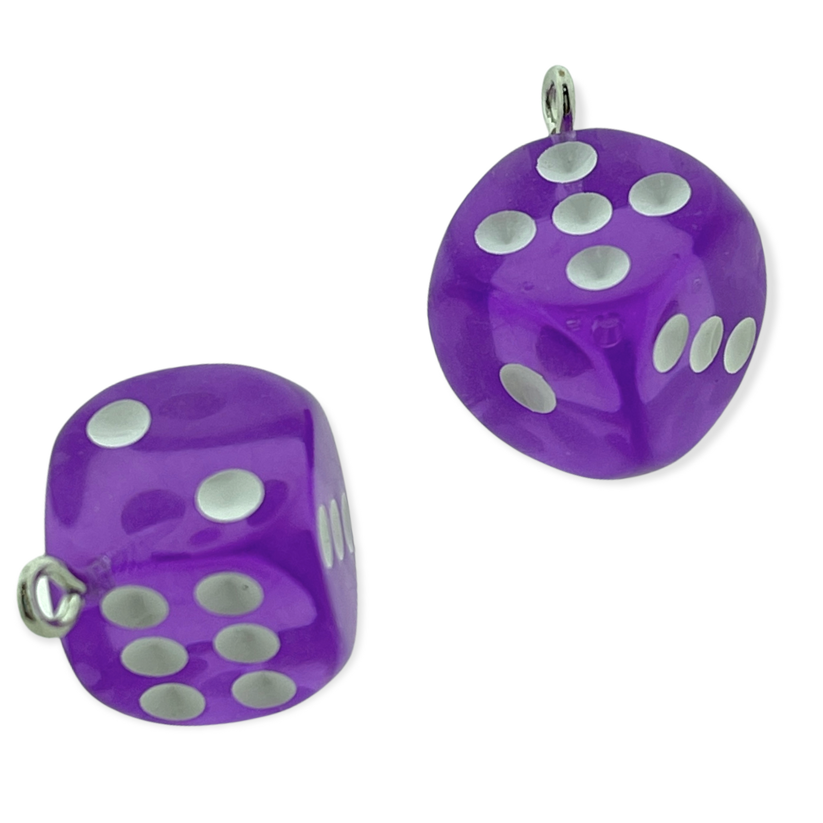 Resin hanger Lucky Dice Paars 23x19mm-bedels-Kraaltjes van Renate