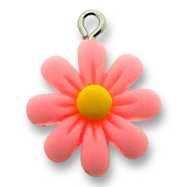 Resin hanger Pink Flower- 25x20mm-bedels-Kraaltjes van Renate