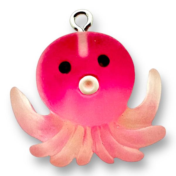 Resin hanger Pink Octopus - 24mm-bedels-Kraaltjes van Renate