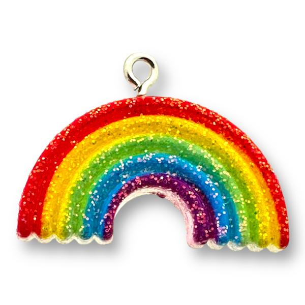 Resin hanger Regenboog glitter - 20x27mm-bedels-Kraaltjes van Renate