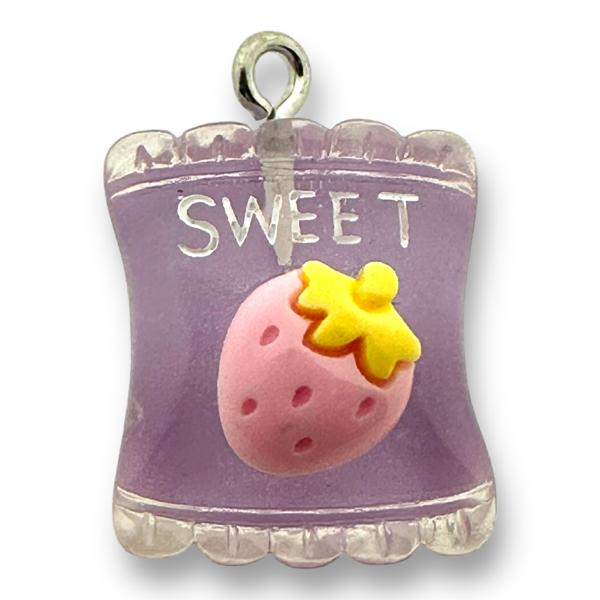 Resin hanger Strawberry Candy - 22x16mm-bedels-Kraaltjes van Renate