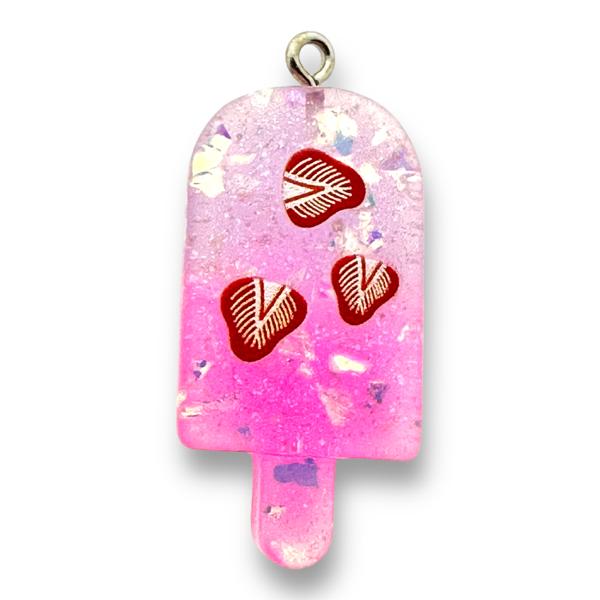 Resin hanger Strawberry Ice-Lolly - 37x16mm-bedels-Kraaltjes van Renate