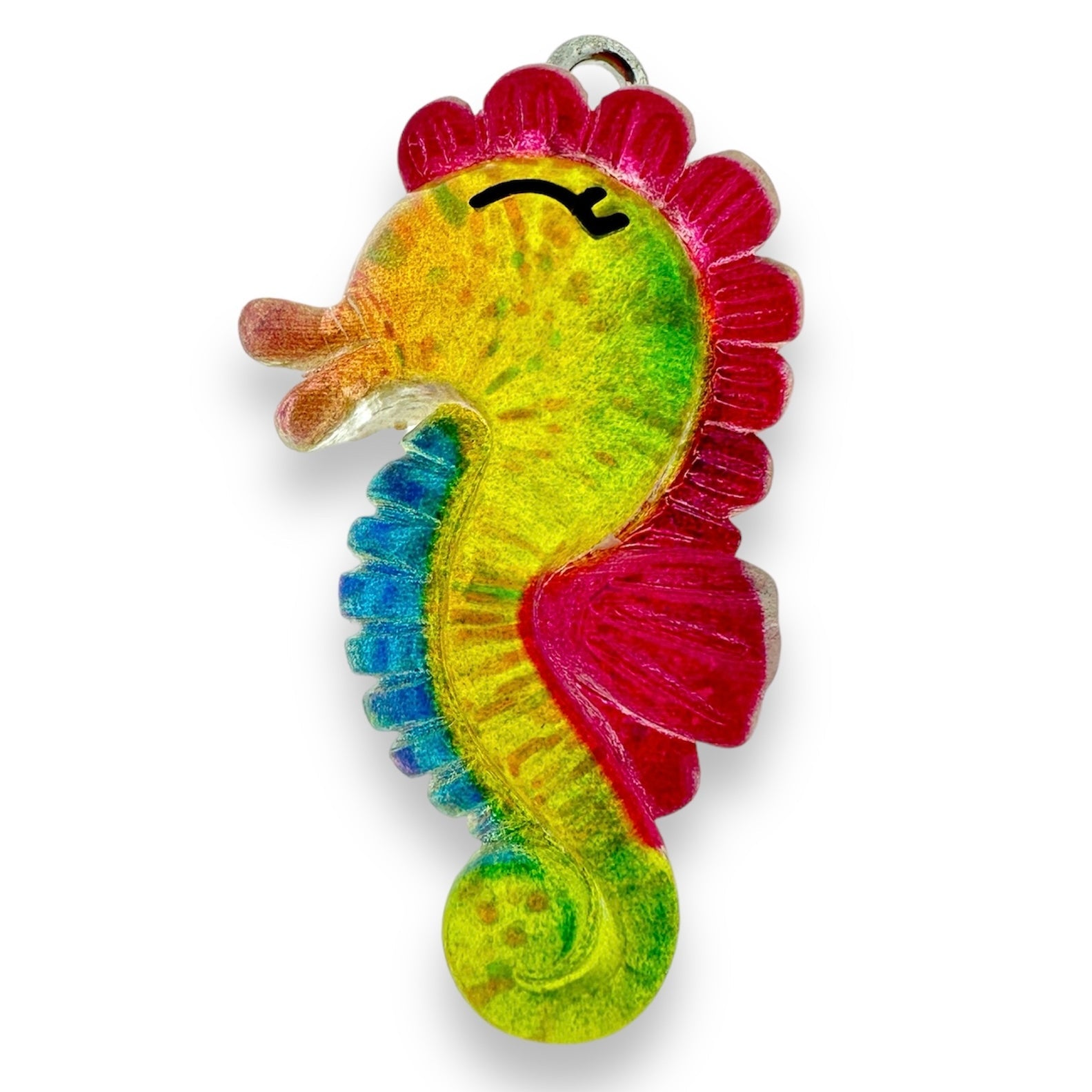 Resin hanger Zeepaardje multicolor glitter 34x18mm - per stuk-bedels-Kraaltjes van Renate