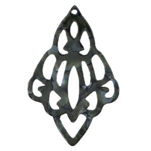 Resin hanger barok diamant Black 64x42mm-Kraaltjes van Renate