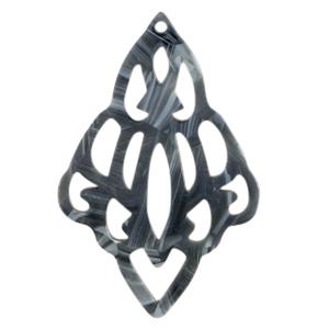 Resin hanger barok diamant Jeans blue 64x42mm-Kraaltjes van Renate