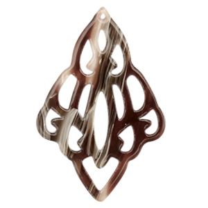 Resin hanger barok diamant Mixed brown 64x42mm-Kraaltjes van Renate