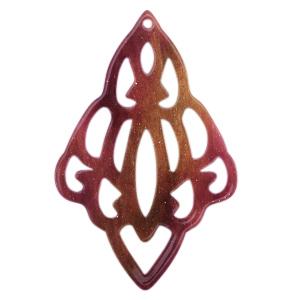 Resin hanger barok diamant Mixed red-pink 64x42mm-Kraaltjes van Renate