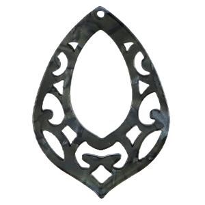 Resin hanger barok druppel Black 60x42mm-Kraaltjes van Renate