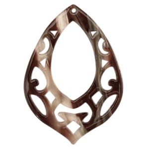 Resin hanger barok druppel Mixed brown 60x42mm-Kraaltjes van Renate