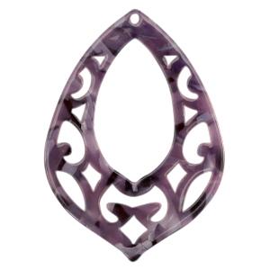 Resin hanger barok druppel Purple 60x42mm-Kraaltjes van Renate