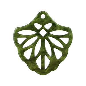 Resin hanger blad Moss green 40x37mm - per stuk-bedels-Kraaltjes van Renate
