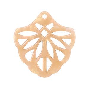 Resin hanger blad Peach blush opal 40x37mm - per stuk-bedels-Kraaltjes van Renate