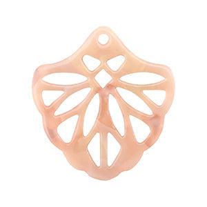 Resin hanger blad Peach pink opal 40x37mm - per stuk-bedels-Kraaltjes van Renate