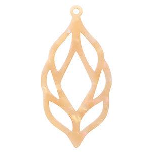 Resin hanger bloem Peach blush opal 65x33mm - per stuk-bedels-Kraaltjes van Renate