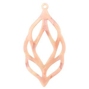 Resin hanger bloem Peach pink opal 65x33mm - per stuk-bedels-Kraaltjes van Renate