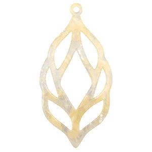 Resin hanger bloem Sand beige transparent 65x33mm - per stuk-bedels-Kraaltjes van Renate