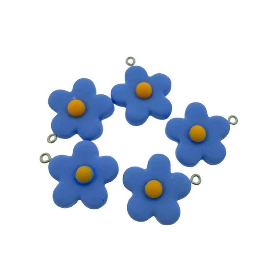Resin hanger bloem blauw/geel 28x25x7mm-bedels-Kraaltjes van Renate