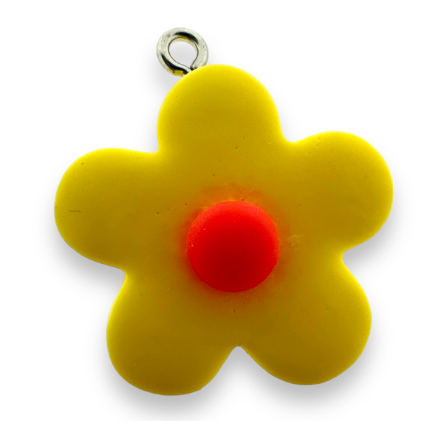 Resin hanger bloem licht geel/oranje 28x25x7mm-bedels-Kraaltjes van Renate