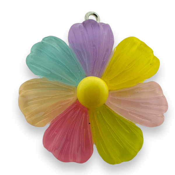 Resin hanger bloem multicolor 36x32x10mm-bedels-Kraaltjes van Renate