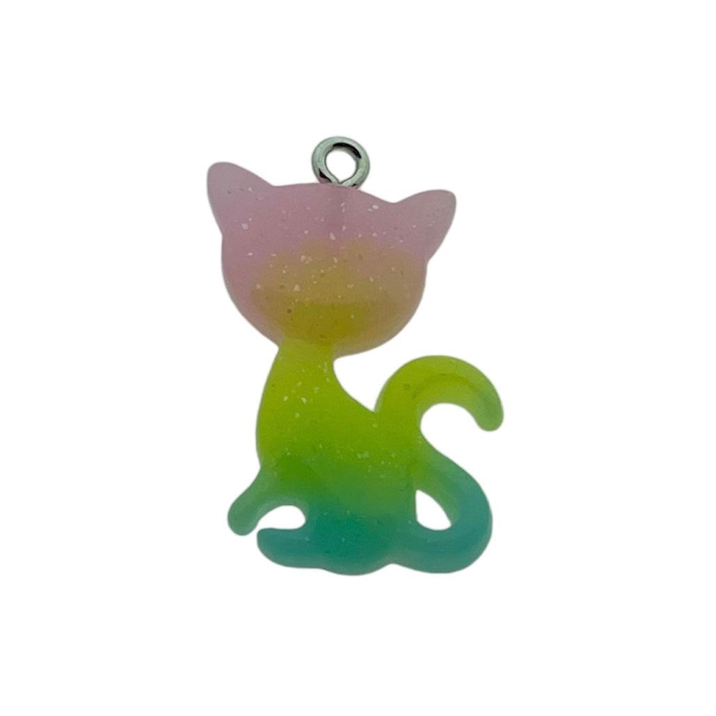 Resin hanger color cat zilver 30x21x4mm-bedels-Kraaltjes van Renate