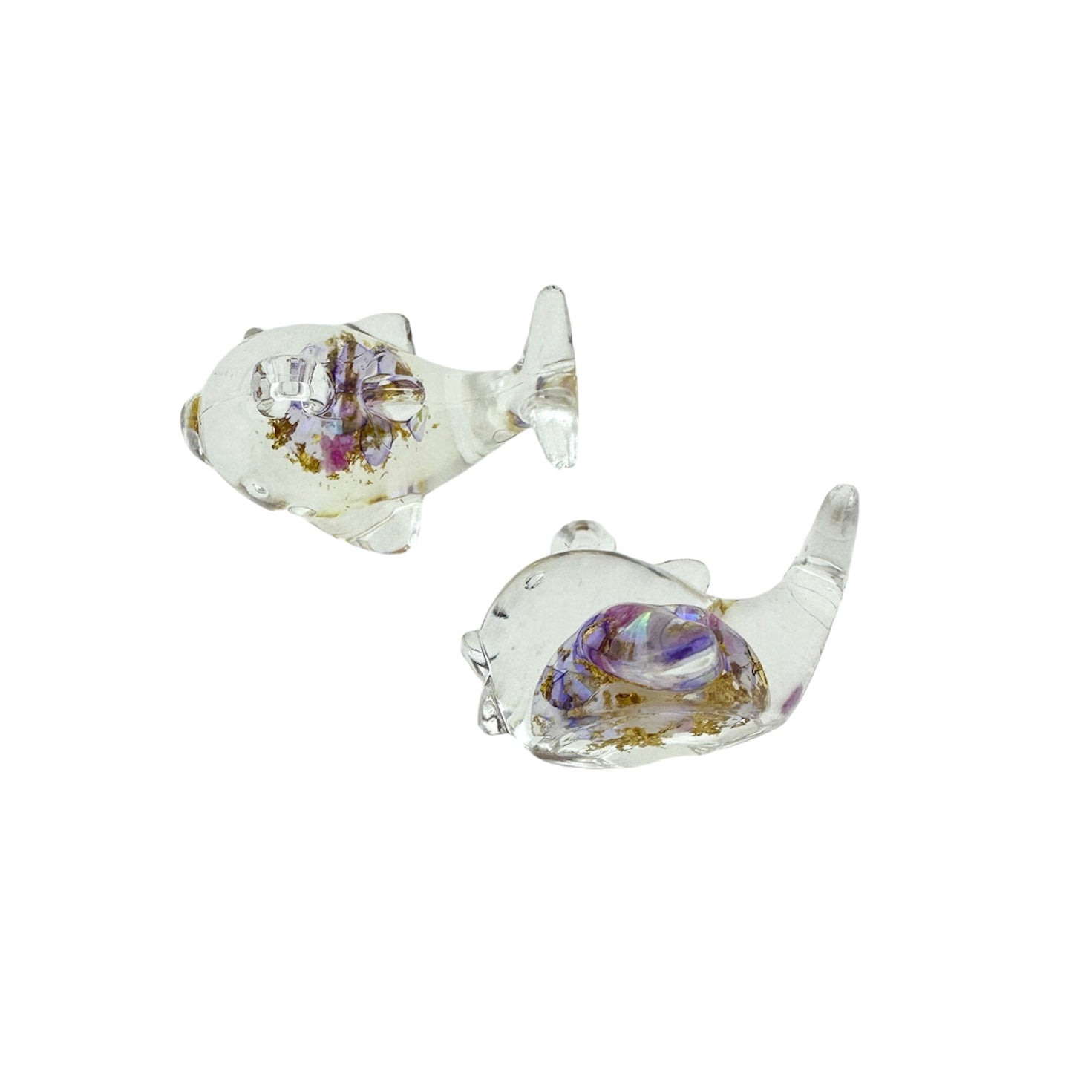 Resin hanger dolfijn paars/clear 19x28x17mm-Kralen-Kraaltjes van Renate