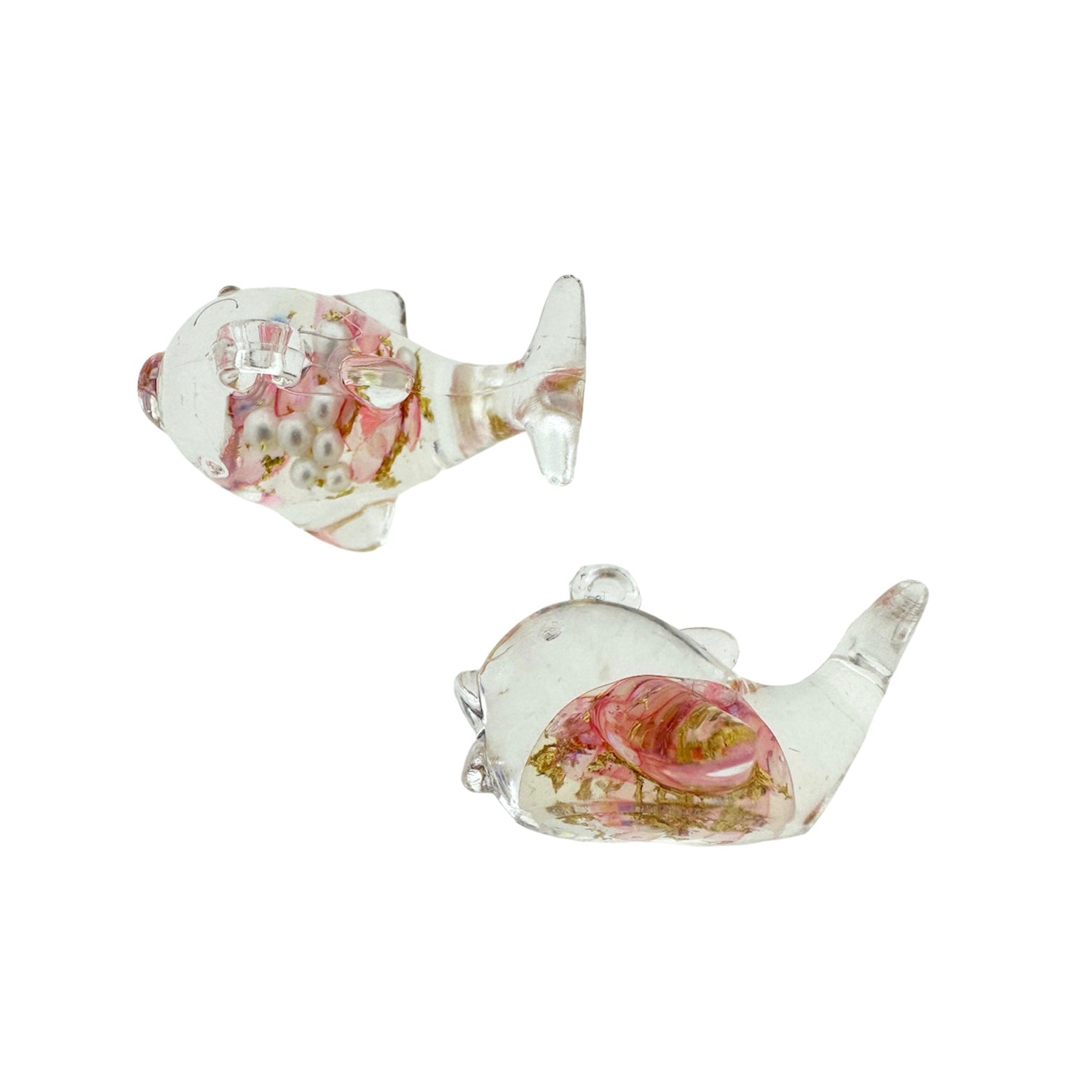 Resin hanger dolfijn roze/clear 19x28x17mm-Kralen-Kraaltjes van Renate