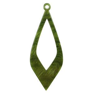 Resin hanger drop Moss green 65x25mm - per stuk-bedels-Kraaltjes van Renate