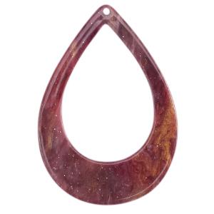 Resin hanger druppel Mixed red-pink 60x42mm-Kraaltjes van Renate